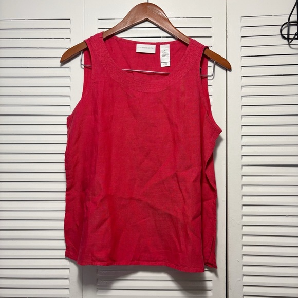 Liz Claiborne Dark Pink Sleeveless Round Neck Tank Top 100% Linen Size M - Picture 1 of 4